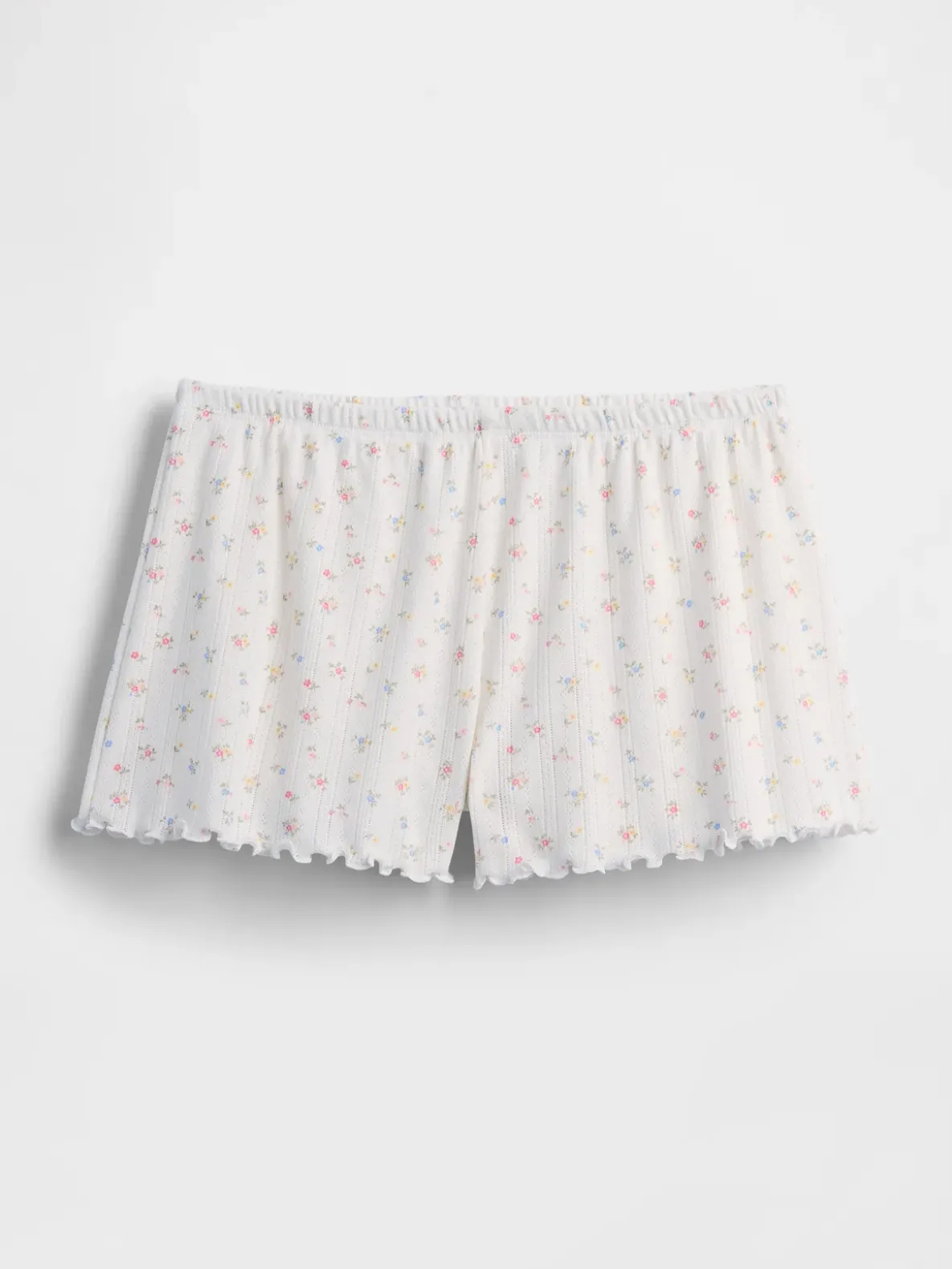 Pointelle Lettuce-Hem PJ Shorts