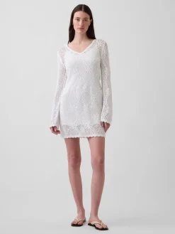 Pointelle Mini Sweater Dress