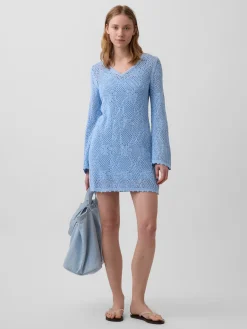 Pointelle Mini Sweater Dress