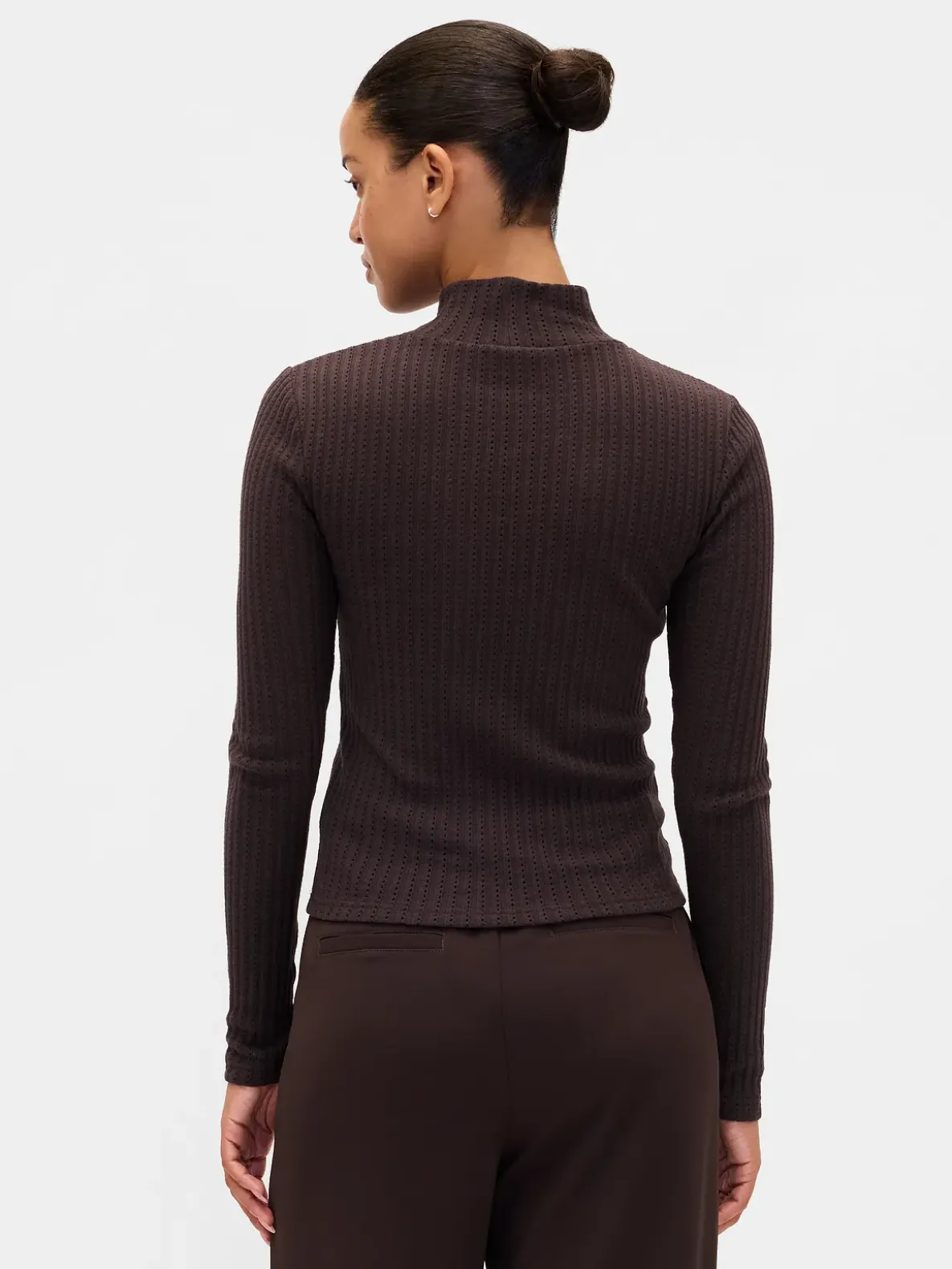 Pointelle Rib Crop Turtleneck