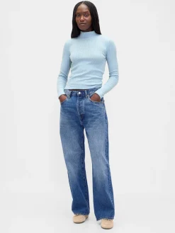 Pointelle Rib Crop Turtleneck