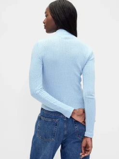 Pointelle Rib Crop Turtleneck