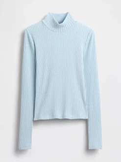 Pointelle Rib Crop Turtleneck