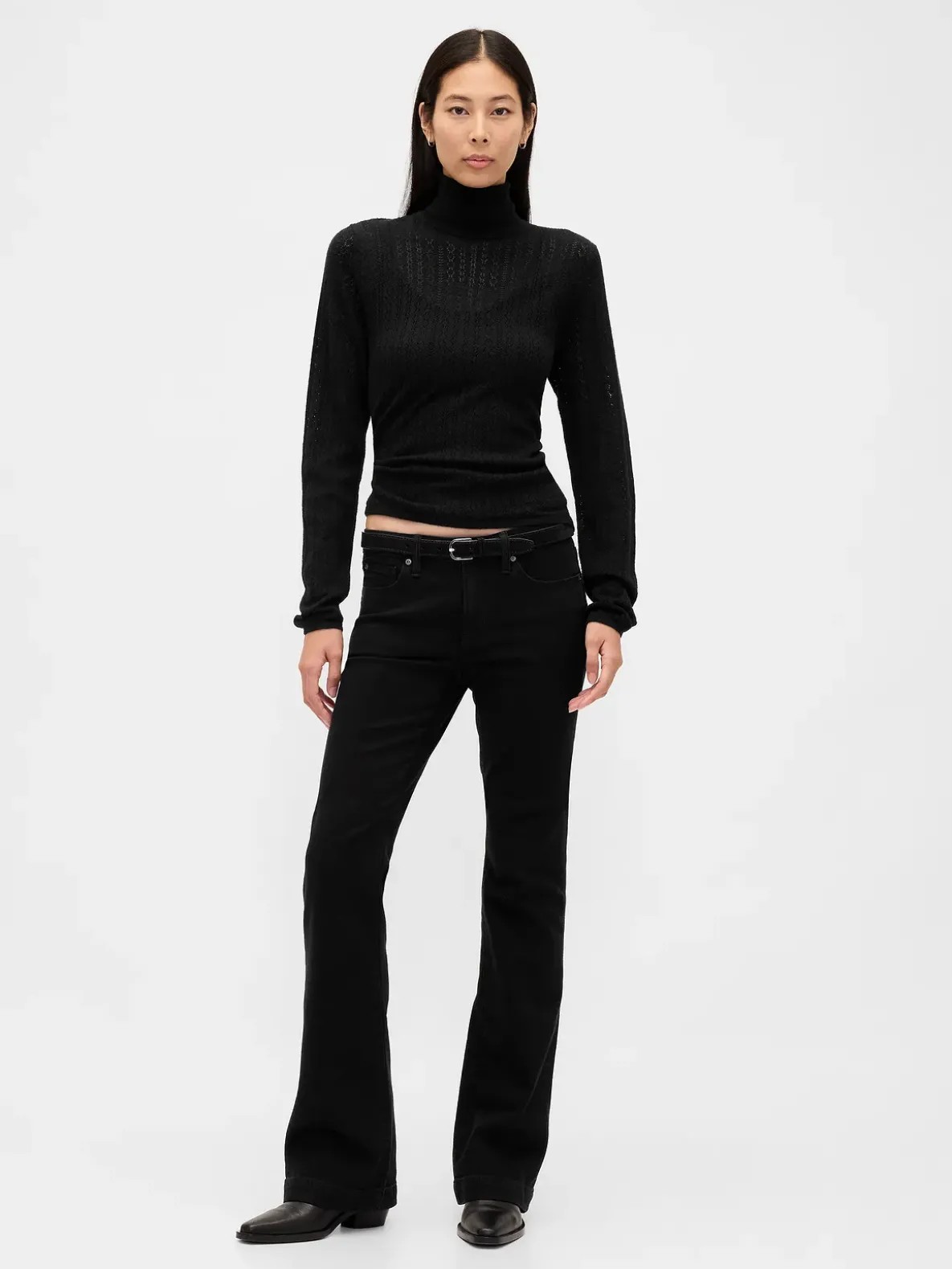 Pointelle Turtleneck Sweater