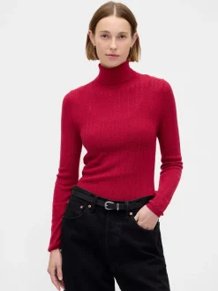Pointelle Turtleneck Sweater
