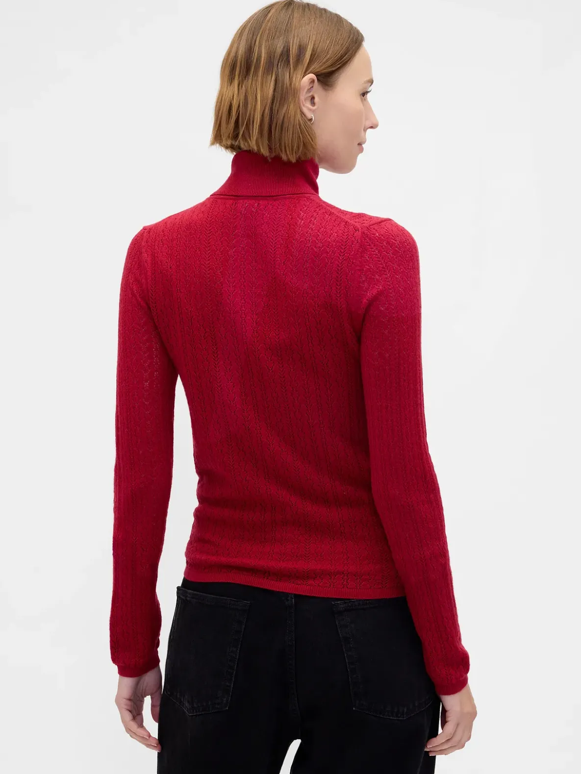 Pointelle Turtleneck Sweater