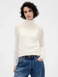 Pointelle Turtleneck Sweater
