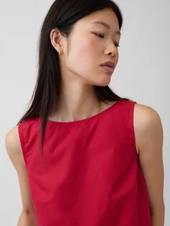 Poplin Boatneck Shell Tank Top