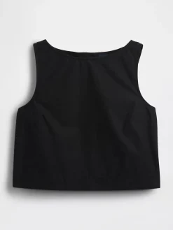 Poplin Boatneck Shell Tank Top