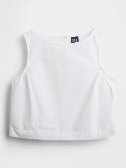 Poplin Boatneck Shell Tank Top