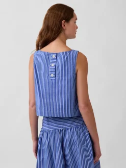 Poplin Boatneck Shell Tank Top