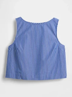 Poplin Boatneck Shell Tank Top