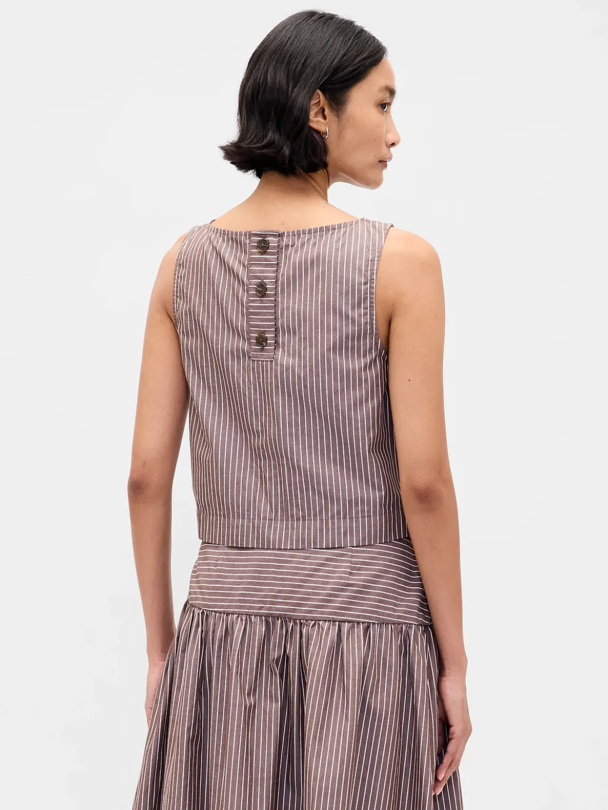 Poplin Boatneck Shell Tank Top