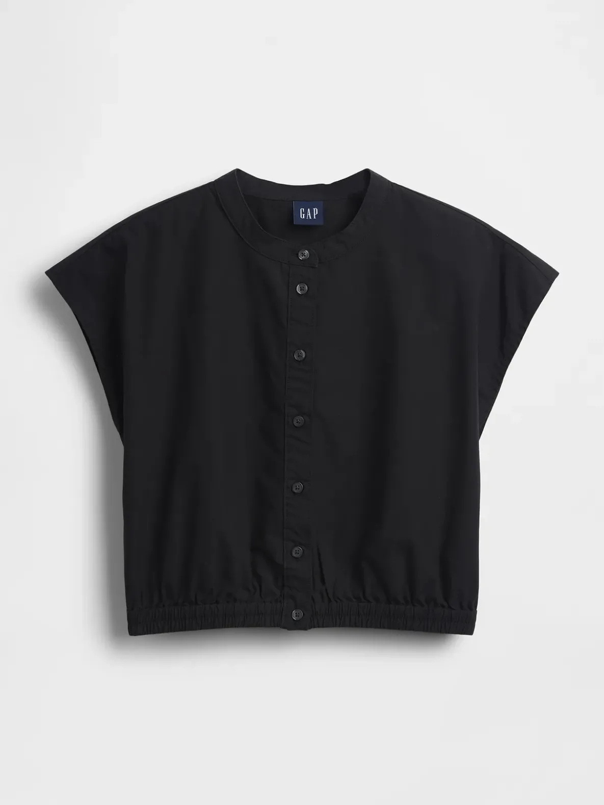 Poplin Cap-Sleeve Crop Shirt