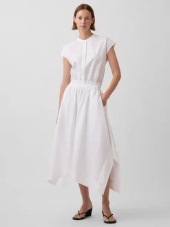Poplin Cap-Sleeve Crop Shirt