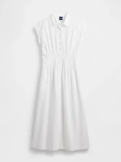 Poplin Cinched Midi Shirtdress
