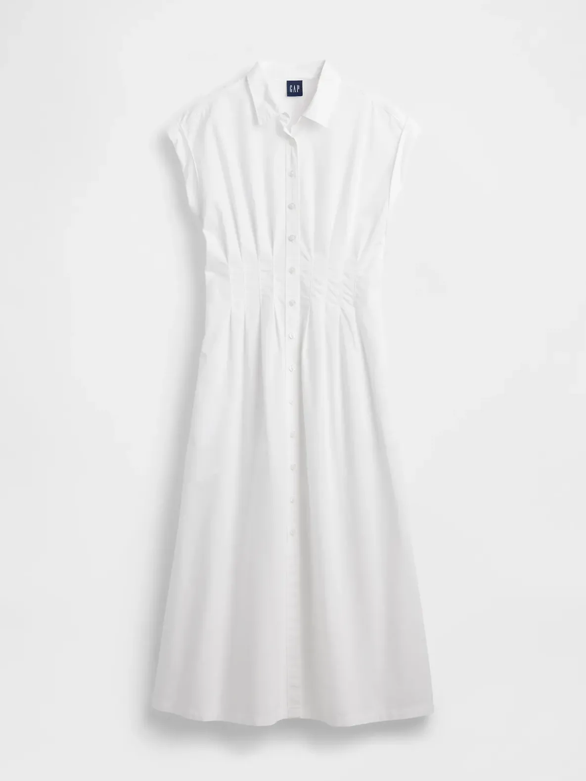 Poplin Cinched Midi Shirtdress