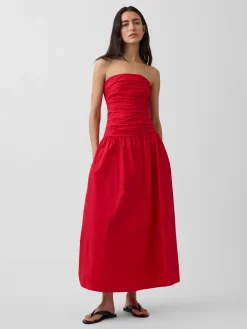 Poplin Drop-Waist Maxi Dress