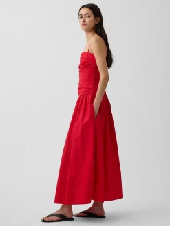 Poplin Drop-Waist Maxi Dress