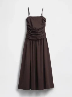 Poplin Drop-Waist Maxi Dress