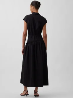 Poplin Drop-Waist Maxi Shirtdress