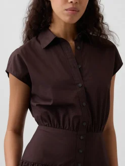 Poplin Drop-Waist Maxi Shirtdress