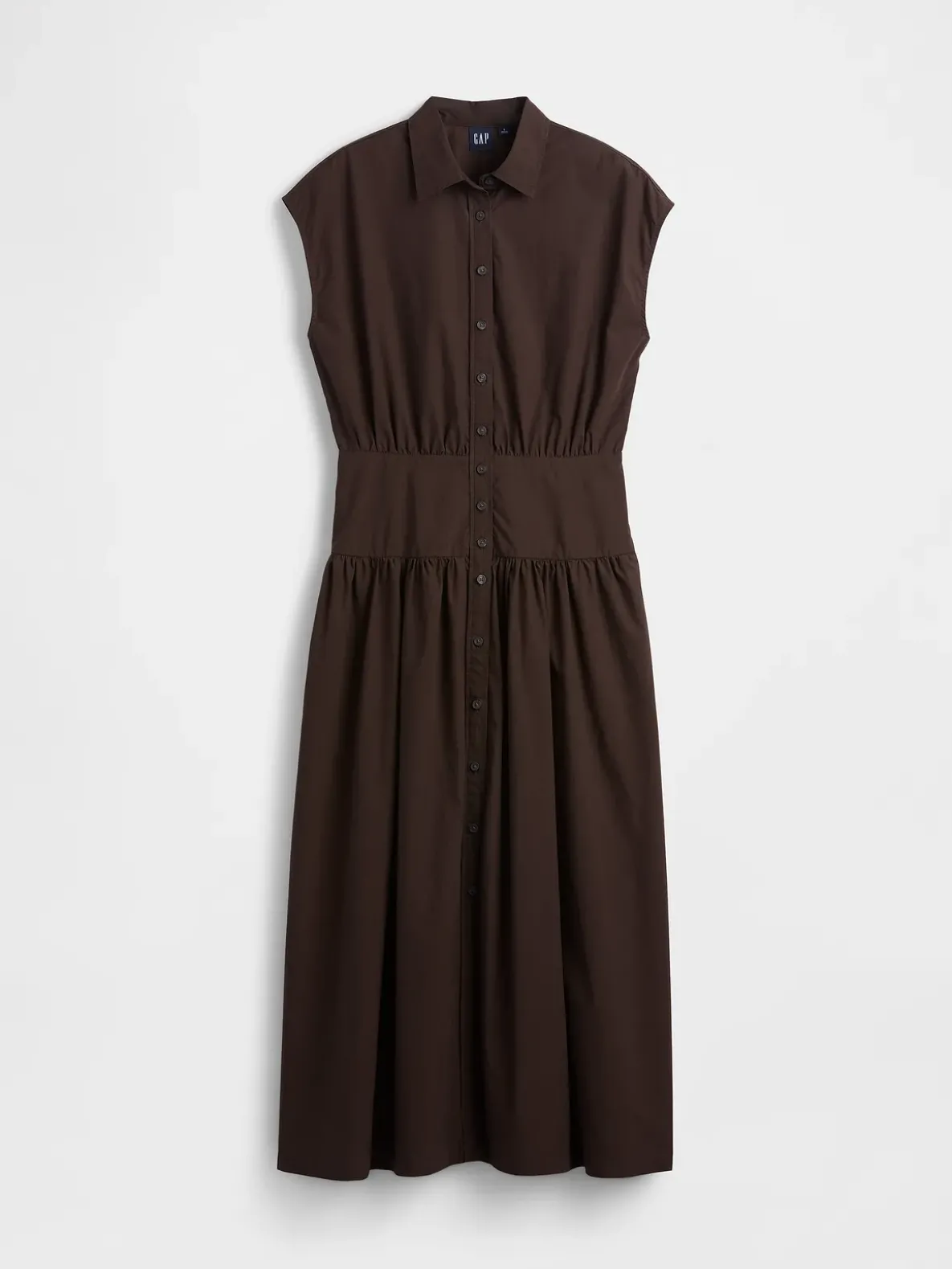 Poplin Drop-Waist Maxi Shirtdress