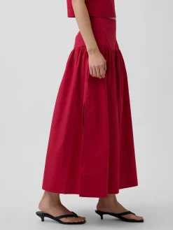 Poplin Drop-Waist Maxi Skirt