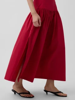 Poplin Drop-Waist Maxi Skirt