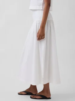 Poplin Drop-Waist Maxi Skirt