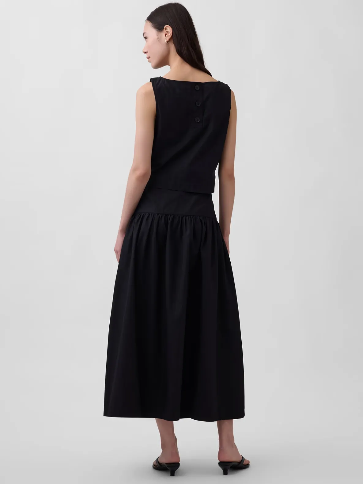 Poplin Drop-Waist Maxi Skirt