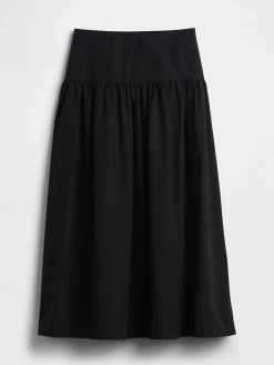 Poplin Drop-Waist Maxi Skirt