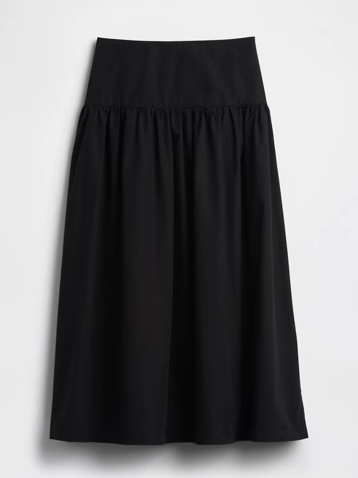 Poplin Drop-Waist Maxi Skirt