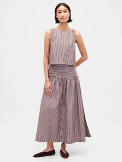 Poplin Drop-Waist Maxi Skirt