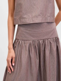 Poplin Drop-Waist Maxi Skirt