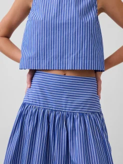 Poplin Drop-Waist Maxi Skirt