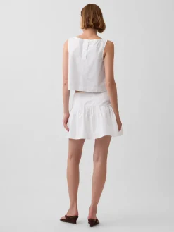 Poplin Drop-Waist Mini Skort