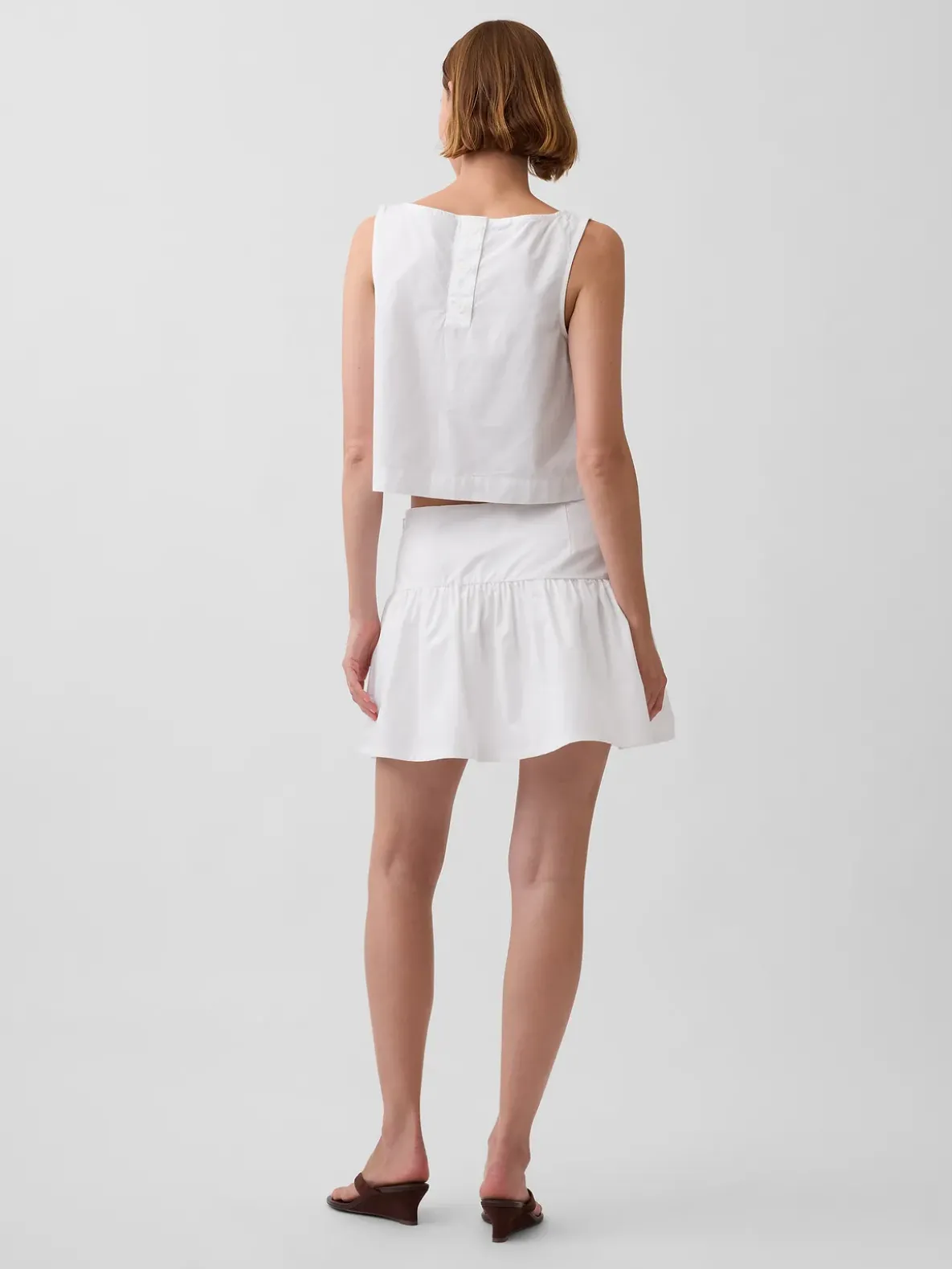 Poplin Drop-Waist Mini Skort