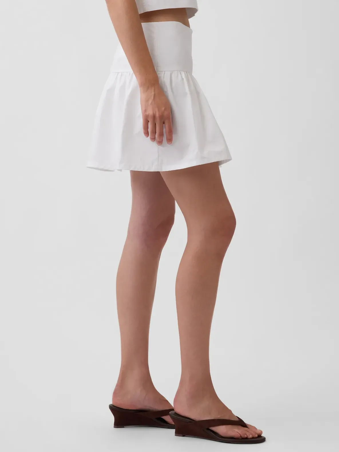 Poplin Drop-Waist Mini Skort