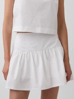 Poplin Drop-Waist Mini Skort