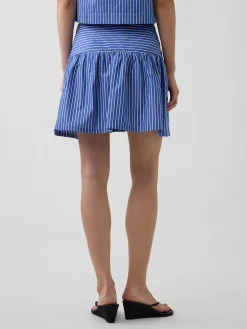Poplin Drop-Waist Mini Skort
