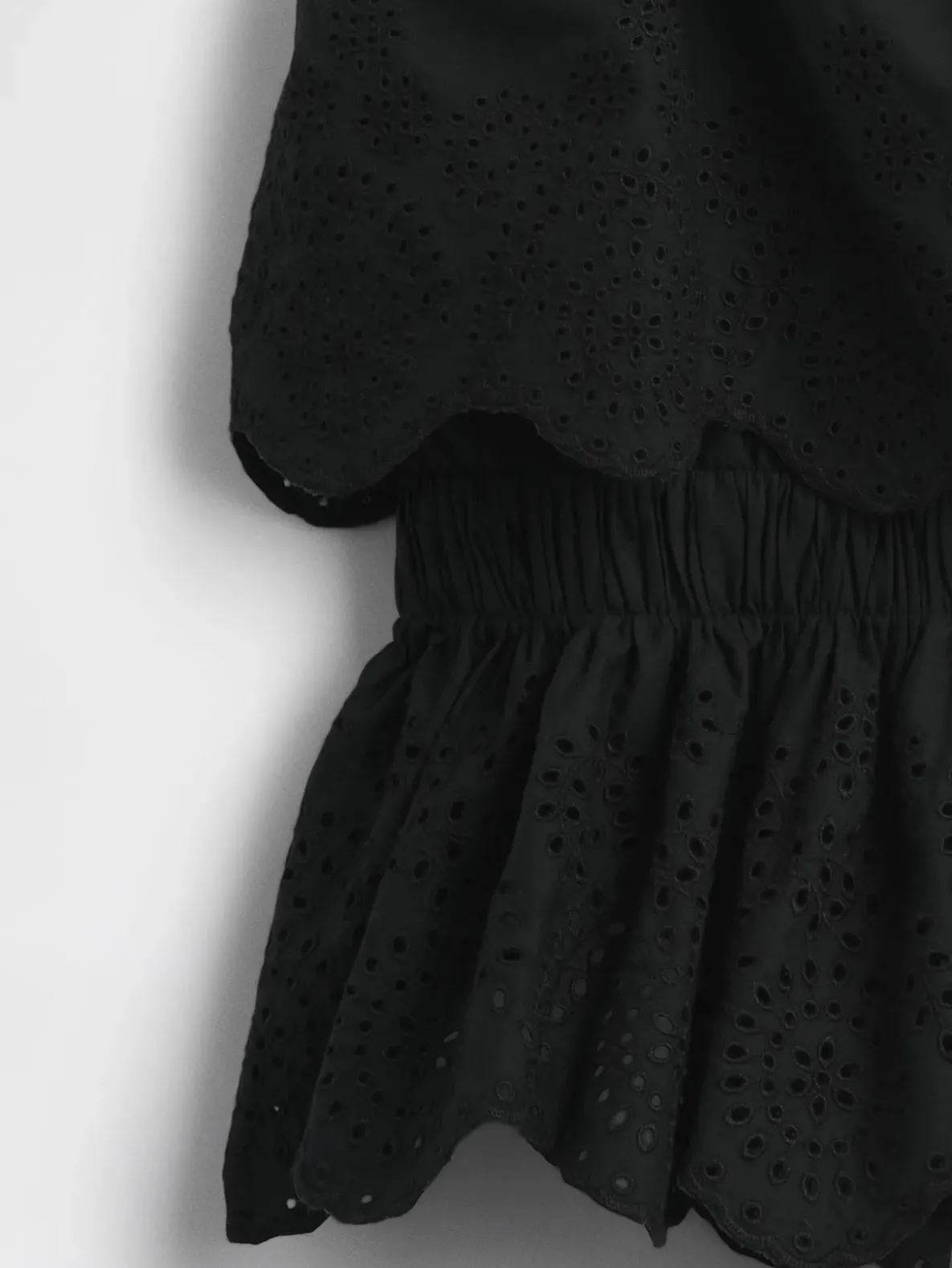 Poplin Eyelet Ruffle Top