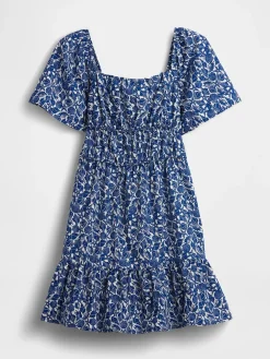 Poplin Flutter-Sleeve Mini Dress