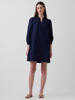 Poplin Henley Mini Dress