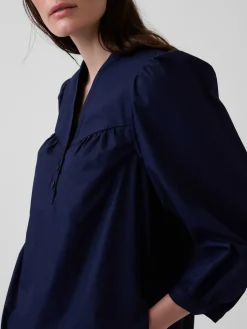Poplin Henley Mini Dress