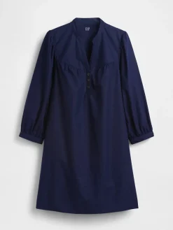 Poplin Henley Mini Dress