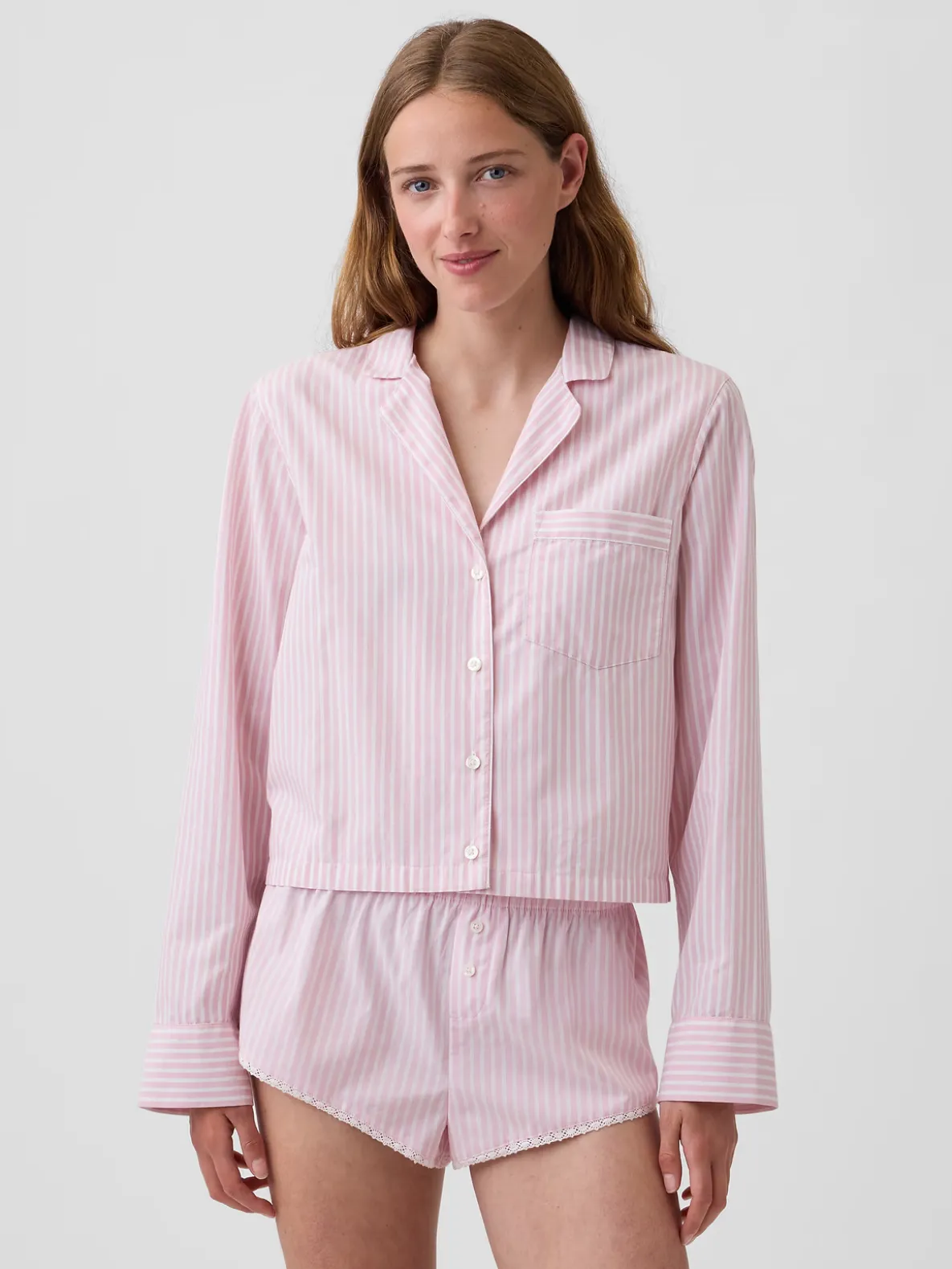 Poplin Oversized Crop PJ Shirt