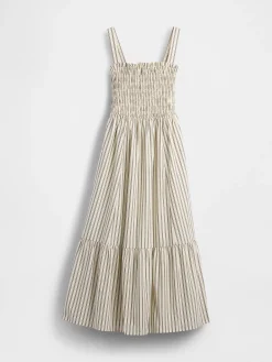 Poplin Smocked Bodice Maxi Dress