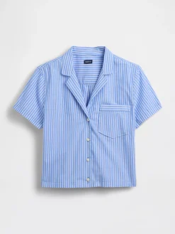 Poplin Stripe Crop PJ Shirt