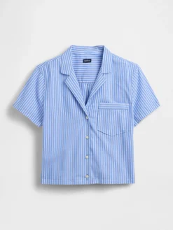 Poplin Stripe Crop PJ Shirt